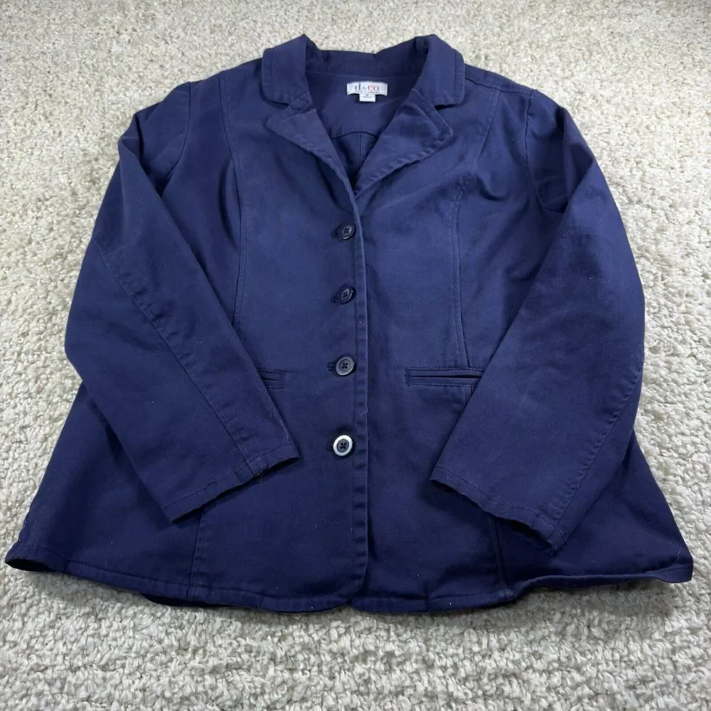 D & Co Denim‎ Jean Jacket Women's Size M Button Up Blazer Cotton Blend